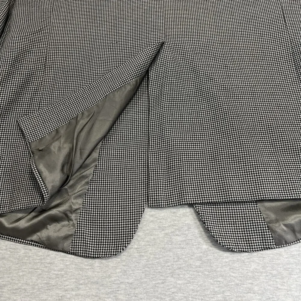 Vintage Hart Schaffner‎ Marx Houndstooth Sport Jacket Blazer Mens 42R USA Black